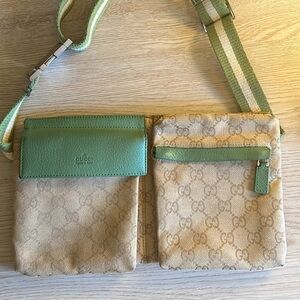 Gucci canvas green waist bag